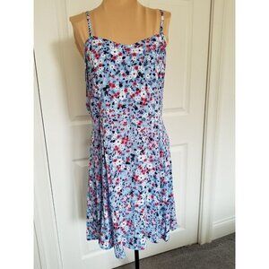 Calvin Klein Jeans Womens Light Blue Floral Summer Short Mini Dress Size XL